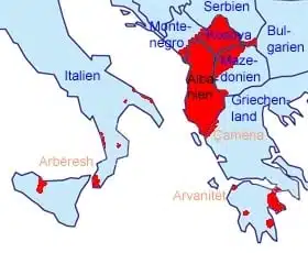Ländern in denen Albanisch gesprochen wird